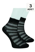 3 Adet Tül Patik Çorap - Siyah - 1