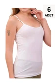 6 Adet Kadın İp Askılı Atlet - Beyaz-siyah-gri - 6
