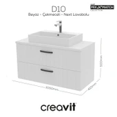 D10 Next Lavabo Dolabı İki Çekmeceli 100 cm Beyaz Gövde Lake Kapak thumbnail 1