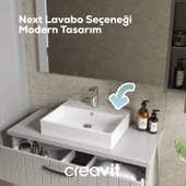 D10 Next Lavabo Dolabı İki Çekmeceli 80 cm Gri Lake Kapak thumbnail 4