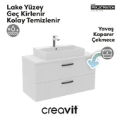 D10 Next Lavabo Dolabı İki Çekmeceli 100 cm Beyaz Gövde Lake Kapak thumbnail 3
