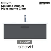 D10 Eksen Lavabo Dolabı Çekmeceli 100 cm Gri Gövde Antrasit Kapak thumbnail 3