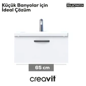 D10 Eksen Lavabo Dolabı Çekmeceli 65 cm Beyaz Melamin thumbnail 3