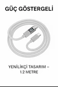 60W USB-C to USB-C Şarj ve Data Kablosu  LED Ekranlı, Hızlı Şarj, 1.2m - 5