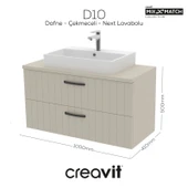 D10 Next Lavabo Dolabı İki Çekmeceli 100 cm Dafne Gövde Lake Kapak thumbnail 1