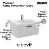 D10 Eksen Lavabo Dolabı Çekmeceli 65 cm Beyaz Melamin thumbnail 2