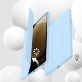 Samsung Galaxy Tab S9 Fe Plus X610 12.4 İnç Kılıf Premium Silikon Kalem Bölmeli Smart Case  Mavi thumbnail 4