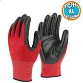 Nitril Kaplama İş Eldiveni 10 XL Yüksek Kavrama Esnek Konforlu Çalışma Eldiveni Kırmızı Siyah thumbnail 1