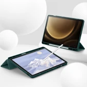 Samsung Galaxy Tab S9 Plus X810 12.4 İnç Kılıf Premium Silikon Kalem Bölmeli Smart Case  Haki thumbnail 5