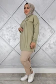 KADIN NERVÜR DİKİM İNCİ KOLYE DETAYLI TESETTÜR TUNİK - 4