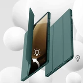 Samsung Galaxy Tab S9 Fe Plus X610 12.4 İnç Kılıf Premium Silikon Kalem Bölmeli Smart Case  Haki thumbnail 4