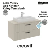 D10 Next Lavabo Dolabı İki Çekmeceli 100 cm Dafne Gövde Lake Kapak thumbnail 2