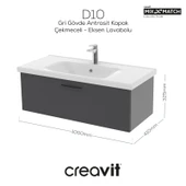 D10 Eksen Lavabo Dolabı Çekmeceli 100 cm Gri Gövde Antrasit Kapak thumbnail 1