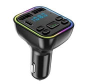 Araç Fm Transmitter Bluetooth Usb Mp3 Sd Kart Çakmaklık Girişli 7 Renk Led Işıklı Araç Kiti - 1