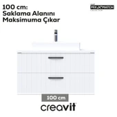 D10 Next Lavabo Dolabı İki Çekmeceli 100 cm Beyaz Gövde Lake Kapak thumbnail 2