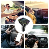 Araç Fm Transmitter Bluetooth Usb Mp3 Sd Kart Çakmaklık Girişli 7 Renk Led Işıklı Araç Kiti - 3
