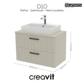 D10 Next Lavabo Dolabı İki Çekmeceli 80 cm Dafne Lake Kapak thumbnail 1