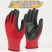 Nitril Kaplama İş Eldiveni 10 XL Yüksek Kavrama Esnek Konforlu Çalışma Eldiveni Kırmızı Siyah thumbnail 2