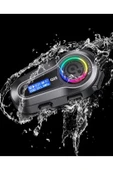 Motorsiklet Kask Interkom Kulaklık RGB Işık LCD Ekranlı FM Radyo Bluetooth 5.3 Çift Telefon Bağlantı - 5