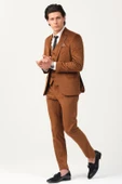 Plus Scorpion Taba Fitilli Kadife Erkek Takım Elbise – 3 Parça Yelekli, Şık ve Modern Slim Fit Kesim thumbnail 2