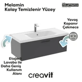 D10 Eksen Lavabo Dolabı Çekmeceli 100 cm Gri Gövde Antrasit Kapak thumbnail 2