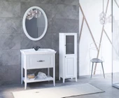 Denko Öykü 80 cm (Beyaz) Banyo Dolabı Takımı ve Boy Dolabı thumbnail 1