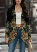 MDB Kadın Uzun Kollu önü Açık Desenli şardonlu Dalgıç Ceket thumbnail 3