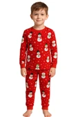 Unisex Yılbaşı Kardan Adam Desenli Çocuk Pijama Takımı thumbnail 9