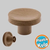 Plastik Düğme Kulp Kubik Doğal Meşe Renk Mobilya Dolap Çekmece Kulpu Kulbu Tek Vidalı Bohem İç Bükey thumbnail 1
