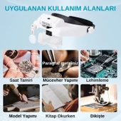 HyMark Kafa Bandı MG82000MC Büyüteç Gözlük LED Işıklı Şarjlı Pil Çoklu Değiştirilebilir Lens Ayarlanabilir - 8