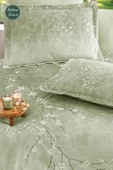 Özdilek White Sakura Yeşil Çift Kişilik %100 Pamuk Lastik Çarşaflı Nevresim Takımı - 3