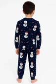 Unisex Yılbaşı Kardan Adam Desenli Çocuk Pijama Takımı thumbnail 4