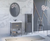 Denko Öykü 65 cm (Antrasit) Banyo Dolabı Takımı ve Boy Dolabı thumbnail 1