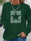 Kadın Uzun Kollu Bisiklet Yaka Desenli Viskon Iki Iplik Bluz thumbnail 2