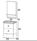 Denko Dila 65 cm (Hazar) Banyo Dolabı (Alt Modül Lavabo) thumbnail 3