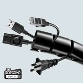 Ropcomp Spiral Kablo Kanalı Kablo Düzenleyici Toplayıcı Tutucu 1.5M 28mm (Siyah) thumbnail 5