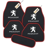 Antrasit Kırmızı Renk Peugeot Araçlar İçin 5 Parça Halı Oto Paspas  Kaymaz ve Dayanıklı Zemin Koruma Seti - 1