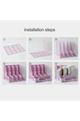 Ops MG 124 Pastel Mor 4 Bölmeli Modüler Tasarım Organizer Kalemlikli Magazinlik Klasör Arşiv Kutusu Demonte thumbnail 2