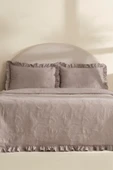 Lavinya %100 Pamuk Çift Kişilik Yatak Örtüsü Takımı Gri thumbnail 7