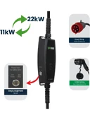 Viego Taşınabilir Elektrikli Araç Şarj Cihazı: 11/22KW Tip 2 16/32 Amper, Dönüştürücü Fiş Hediyeli 5 mt Şarj Kablosu, Cee 3 Fazlı Fiş thumbnail 2