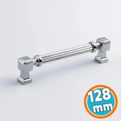 Mobilya Çekmece Mutfak Dolabı Dolap Kulpları Kulb 22.4 cm 128 mm Çizgili Krom Renk Metal Kulp thumbnail 1