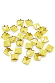 Süs Tırnaklı Altın Renk Çakma Kare Piramit 7 mm 20 Adet Metal Trok thumbnail 2