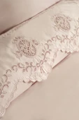Chole Brodeli %100 Pamuk Çift Kişilik Nevresim Takımı Pudra thumbnail 3