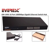 Everest Gm-160g 16 Port 10/100/1000mbps 19 Rock Uyumlu Gigabit Ethernet Switch Hub - 1