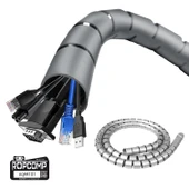 Ropcomp Spiral Kablo Kanalı Kablo Düzenleyici Toplayıcı Tutucu 1.5M 22mm (Gri) thumbnail 1