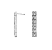 Gümüş Pazarım Beyaz Altın Kaplama 3 Sıra Su Yolu 925 Ayar Gümüş Küpe - 4