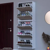 Modilayn VERVE Asma Kapı Önü 72x194x26 cm’ lik 5 Düşer Kapak 10 Göz Bölmeli Ayakkabılık - 1