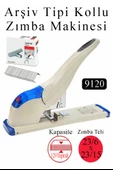 Büyük Boy Zımba Makinesi 1 Adet 9120 Arşiv Tipi Zımba Makinası 120 Yaprak Kapasiteli Zımba Teli Hediyeli Kollu Zımba - 1