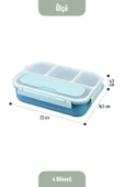 İronika Kaşık Çatallı Lunch Box Sızdırmaz Contalı Kapaklı 4 Bölmeli Beslenme Kabı - Mavi thumbnail 3
