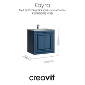 Kayra Mat Safir Blue Kapaklı Lavabo Dolabı 60 cm thumbnail 1
